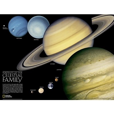 Sluneční soustava (Solar System) - nástěnná mapa National Geographic 60 x 45 cm Varianta: bez rámu v tubusu, Provedení: laminovaná mapa v lištách – Zboží Mobilmania