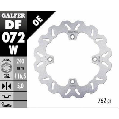 GALFER brzdový kotouč zadní HONDA CBF 500N 04-; CB 600 HORNET 07-; CBF 600S/N 04-; CB 750 HORNET 22- (WAVE FIXED) (240X116,5X5mm) – Sleviste.cz