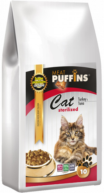 Puffins Cat Sterilised Turkey&Tuna 10 kg