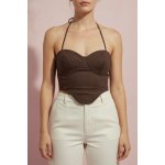 boohoo Hnědý korzetový crop top bez rukávů – Zboží Mobilmania