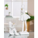 Dekorace figura děvčátko s žabkou bílá, 10,5x11x24 cm