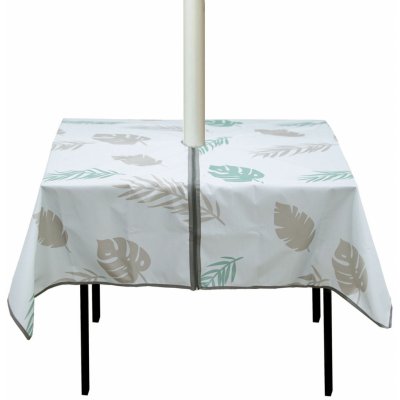 Topchances 1,5 mx1,5 m Venkovní ubrus s otvorem pro deštník a zipem voděodolný na piknik/gril/zahradu bílý květ čtverec 150cm – Zboží Mobilmania