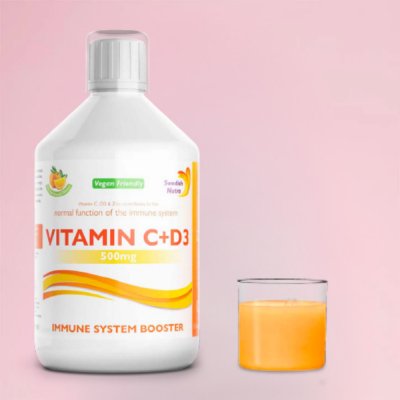 Swedish Nutra vitamin C + vitamin D3 + zinek na posílení imunity 500 ml – Hledejceny.cz