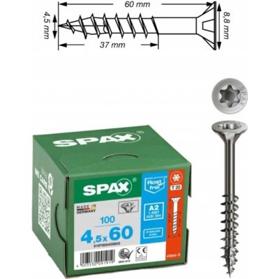 Šroub SPAX z nerezové oceli 4,5x60 A2 100 ks – Hledejceny.cz