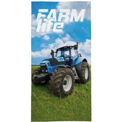 Detexpol osuška Traktor blue farm 70 x 140 cm bavlna froté