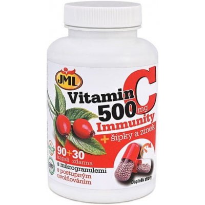 JML Vitamín C-500 mg Immunity + šípky a zinek 120 kapsli – Hledejceny.cz