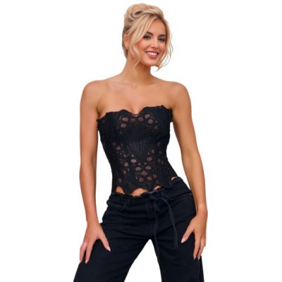 14 Bones Black Hollow Lace-up Court-style Corset – Zbozi.Blesk.cz