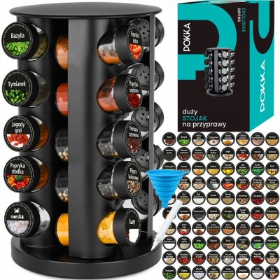 POKKA Stojan na koření kovový černý s 20 kořenkami – Zboží Dáma