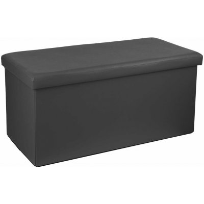 Atmosphera Velký pouf s úložným prostorem v tmavě šedé, hladké eko-kožené pouf, chodba pouf – Zboží Dáma