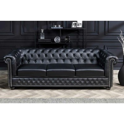 Interior DE Chesterfield 3M 205 cm černá umělá kůže POH41447 – Hledejceny.cz