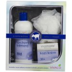 Vivapharm Pleťový krém s kozím mlékem 50 ml + sprchový gel s kozím mlékem 400 ml + Masážní žíňka Versace Dylan Blue Pour Femme EDP 50 ml + tělové mléko 50 ml + sprchový gel 50 ml dárková sada – Zboží Mobilmania
