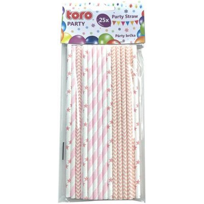 Toro Papírová brčka 20 cm světle růžová – Zboží Dáma