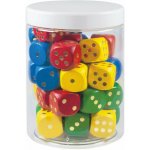 Detoa Hrací kostky barevné dřevo společenská hra 25mm 34 ks v plastové dóze 10x14cm 12m+ – Hledejceny.cz