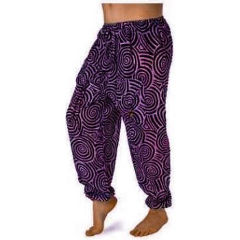Exclusive Indické harémové kalhoty se vzorem fialovo-černé