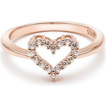 Emporial Royal Fashion prsten Třpytivé srdce Rose Gold růžové zlato R14