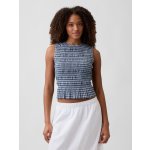 GAP Kostkovaný peplum crop top Modrá – Zboží Mobilmania