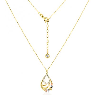 Gemmax Jewelry Řetízkový zlatý kapka s barevnými korálky GLNCB-45-32721 – Zbozi.Blesk.cz