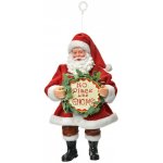 Clayre & Eef Červená závěsná vánoční dekorace Santa Claus držící ceduli - 10*6*17 cm – Hledejceny.cz