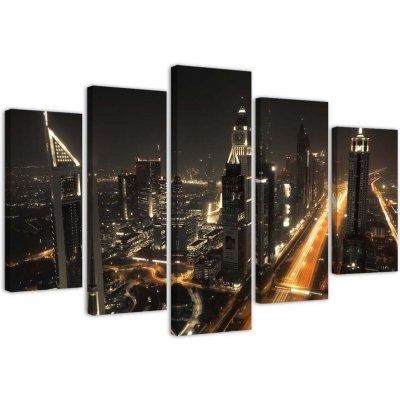 Gario Obraz na plátně Noční panorama Dubaje - 5 dílný Rozměry: 100 x 70 cm – Zbozi.Blesk.cz
