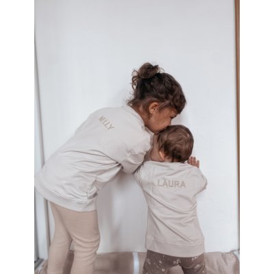 Moniel Dětská rostoucí mikina s vlastním nápisem Basic Light Beige – Zboží Dáma