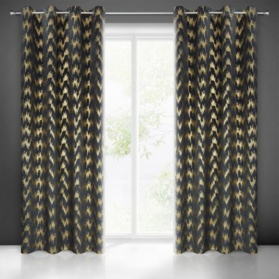 Závěs zatemňující černo-zlatý Šírka 140 cm | Dĺžka 250 cm čierna – Zboží Mobilmania