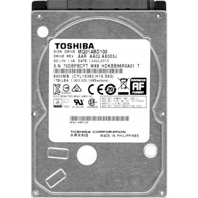 Toshiba 1TB, 2.5", SATAII, 5400rpm, 8MB, MQ01ABD100 – Zboží Živě