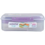 Sistema Dělený svačinový box To Go Bento Lunch s nádobou na jogurt a 2 tácky 1,65 l, fialová – Zboží Dáma