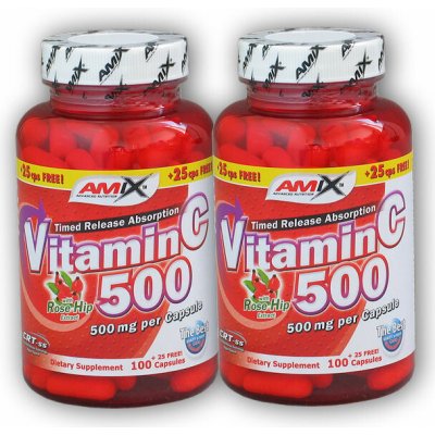 Amix 2x Vitamin C 500 mg + Rose Hips 125 kapslí – Hledejceny.cz