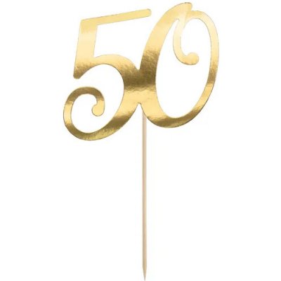Zápich do 21cm dortu zlatý číslo 50 - PartyDeco