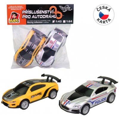MaDe Autodráha náhradní autíčka 2 ks 1:43 světle oranžová stříbrná – Sleviste.cz