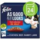Krmivo pro kočky Felix Fantastic s kuřetem hovězím králíkem a jehněčím v želé 24 x 85 g