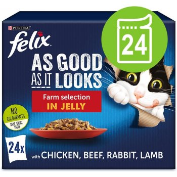 Felix Fantastic s kuřetem hovězím králíkem a jehněčím v želé 24 x 85 g