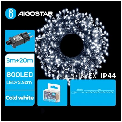 Aigostar B.V. Aigostar - LED Venkovní vánoční řetěz 800xLED/8 funkcí 23m IP44 studená bílá B103031O6 – Hledejceny.cz