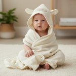 Cuddle bavlněná látková / mušelínová osuška MUŠELÍN S KAPUCÍ krémová 80x80cm – Zboží Dáma