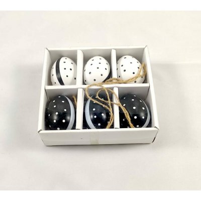 Vajíčka závěsná pvc 6ks/6cm bílá/černá – Hledejceny.cz