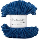MILA Bavlněná šňůra Glitter 3mm - Modrá tmavá stříbrná/PG123 – Zboží Dáma