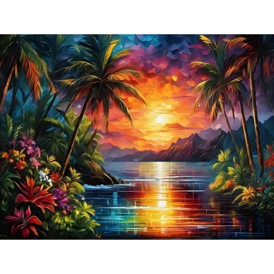 Norimpex Diamantový obrázek Západ slunce v rajské zátoce 30 x 40 cm – Hledejceny.cz