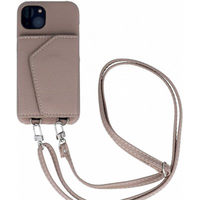 Pouzdro TopQ Wallet Leather iPhone 14 hnědý se šňůrkou