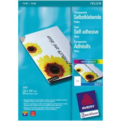 Avery Zweckform 2500 Samolepící fólie pro Inkjet 10 x A4 transparentní – Zboží Dáma