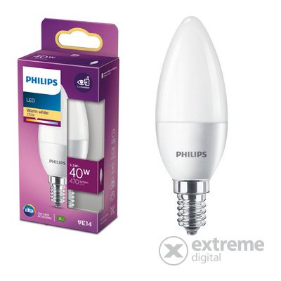 Philips E14 LED žárovka, 5,5W, 470lm, 2700K, bílá – Zboží Živě