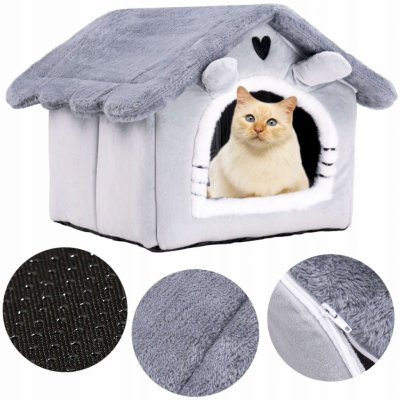 Zwierzopasja Domeček šedý obdélníkový 53 x 33 x 33 cm – Sleviste.cz