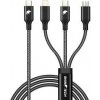 usb kabel RhinoTech RTACC477 3v1 USB-C (Micro USB/Lightning/USB-C) 40W, 1,2m, černý