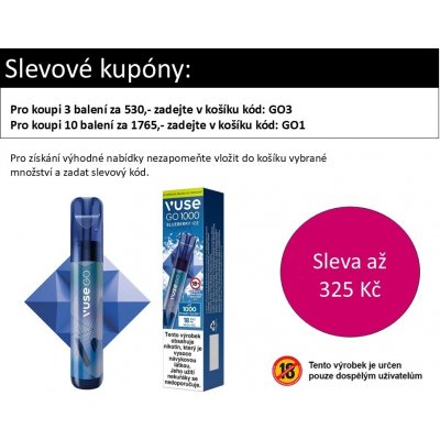 Vuse GO 1000 Pen Blueberry Ice 18 mg 1000 potáhnutí – Zboží Dáma