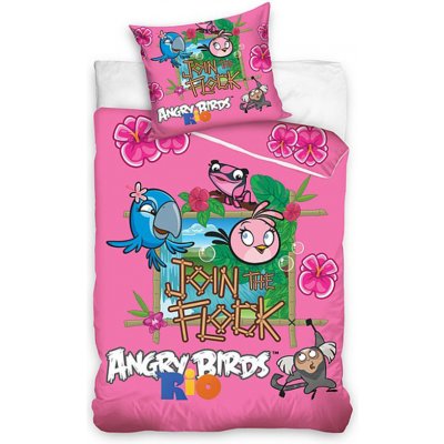 Carbotex povlečení Angry Birds Rio růžová bavlna 140x200 70x80