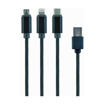 Gembird CC-USB2-AM31-1M USB-A napájecí 3v1 / 1x microUSB M / 1x USB-C M / 1x Lightning M – Zbozi.Blesk.cz