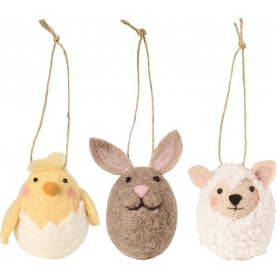 Ib Laursen Závěsná velikonoční dekorace Chicken / Bunny / Sheep Kuřátko, béžová barva, textil – Sleviste.cz