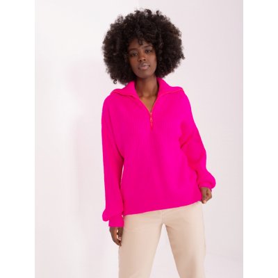 BASIC svetr s rolákem na zip ba sw 0374.07p fluo pink