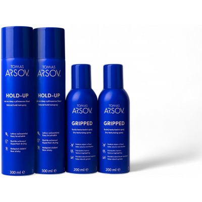 Tomas Arsov Profi styling pack 2 HOLD-UP lak na vlasy s přirozenou fixací 2 x 300 ml, GRIPPED suchý texturizační sprej 2 x 200 ml (set) – Zboží Dáma