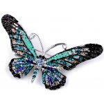Brož s broušenými kamínky motýl Varianta: tyrkys, Balení: 1 ks – Zboží Mobilmania