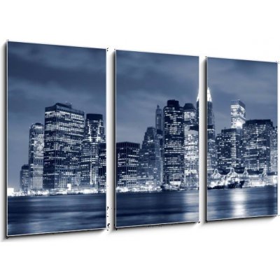 Obraz 3D třídílný - 90 x 50 cm - Lower Manhattan skyline At Night Dolní Manhattan panorama V noci